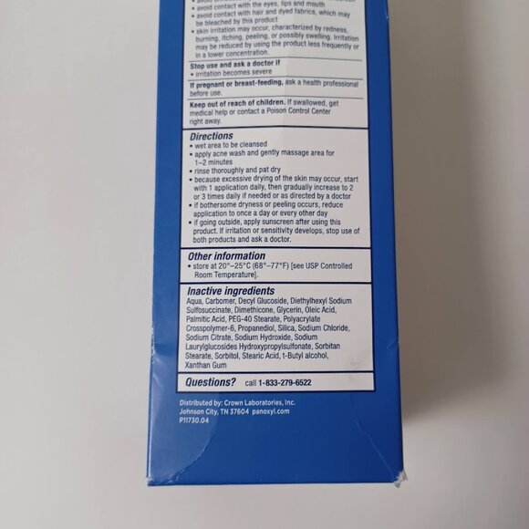 Panoxyl Acne Creamy Wash NEW Face/Body -Gentle On Skin -6 oz. *SMALL TEAR ON BOX - Picture 5 of 8